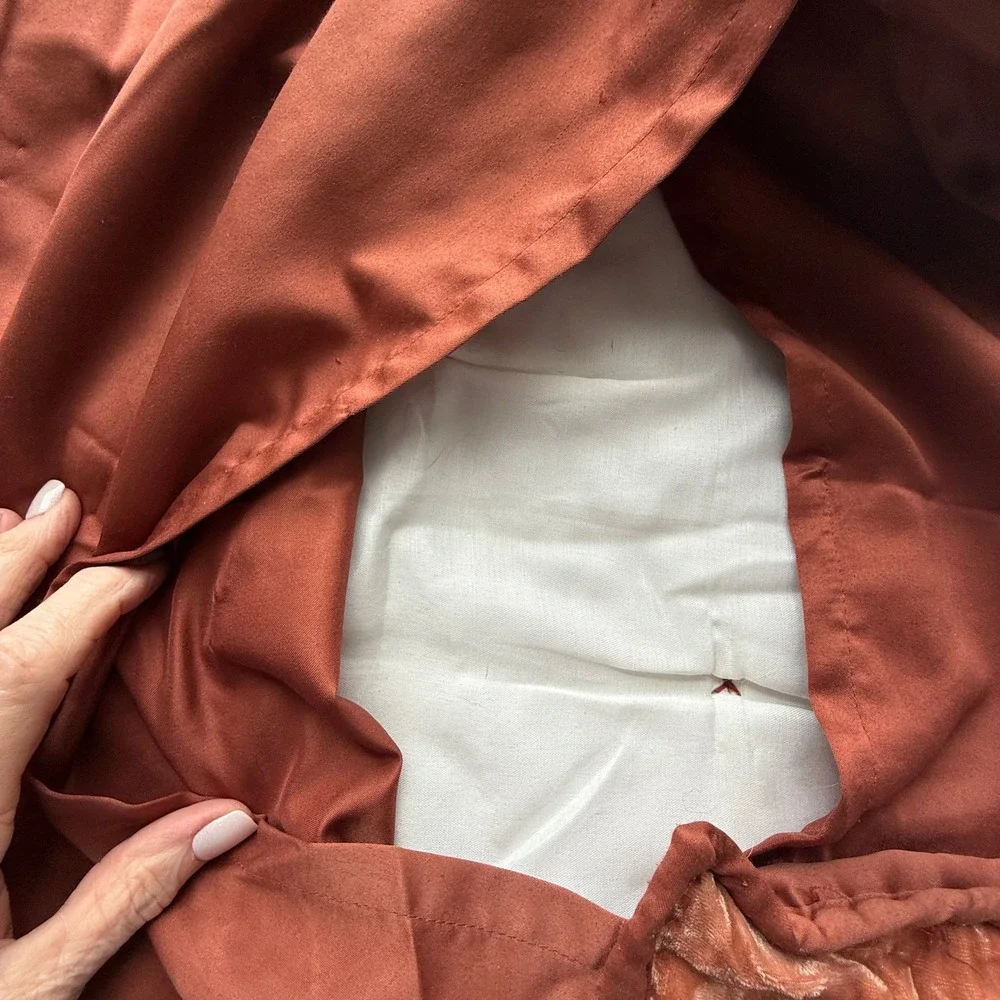 Set of 2 Quilted Velvet Pillow Shams Terracotta Rust Boho Bedding 20x26 Standard
